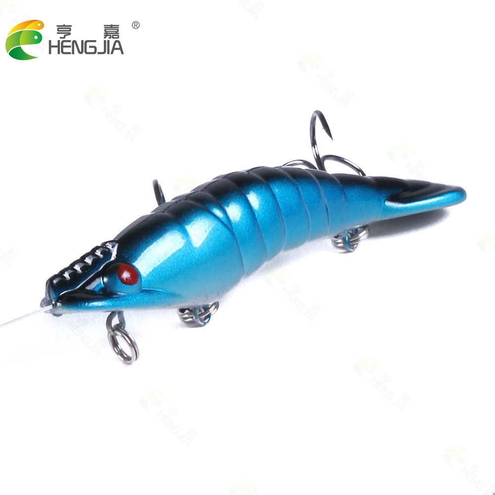 Hengjia 1pc Umpan Pancing Hard Bait Bentuk Udang Mata 3d 8.5cm / 8.3g Dengan 2 Kail