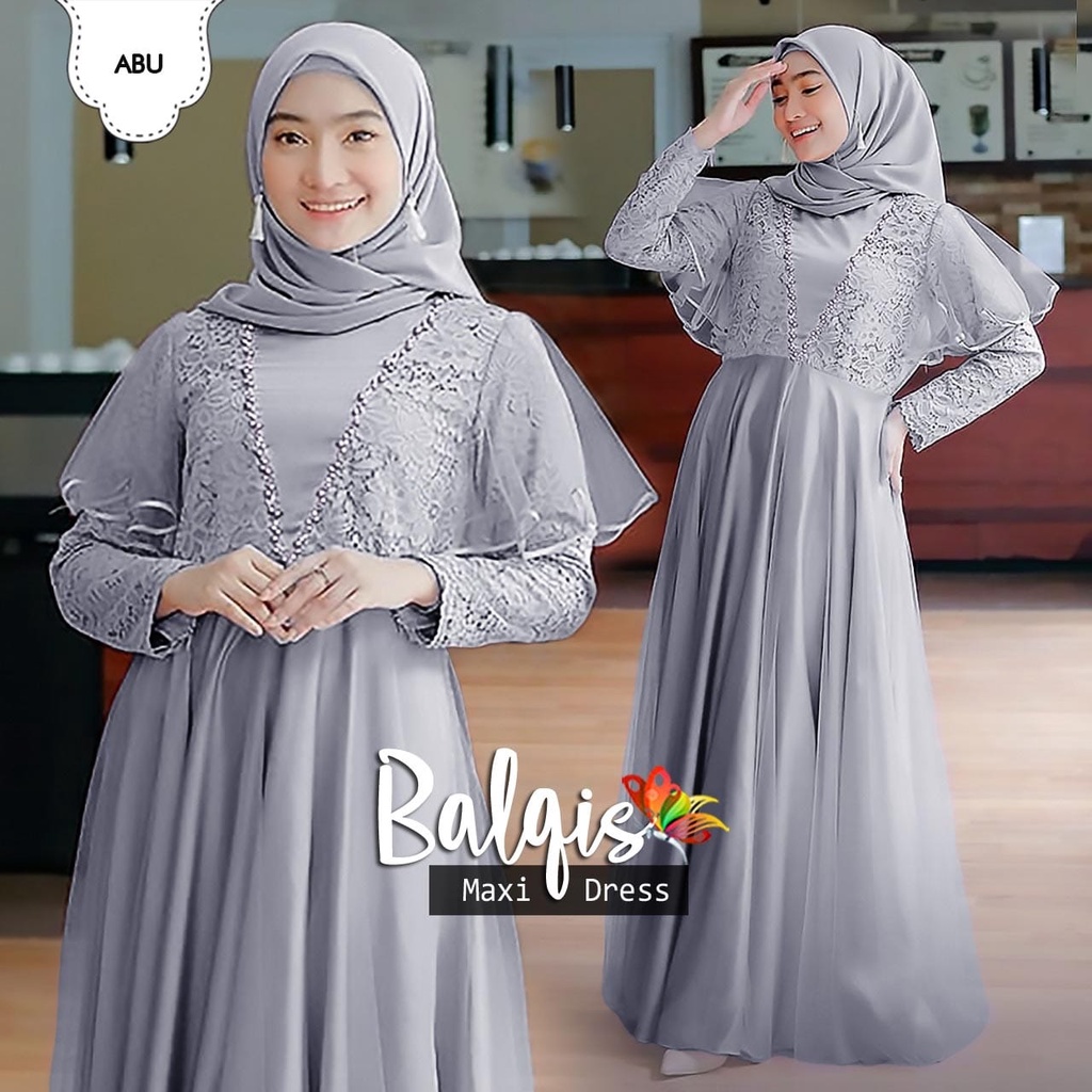 PCS MAXY BALQIS 3 UKURAN L XL XXL FASHION PAKAIAN WANITA GAMIS DRESS MAXI BAHAN BRUKAT JC