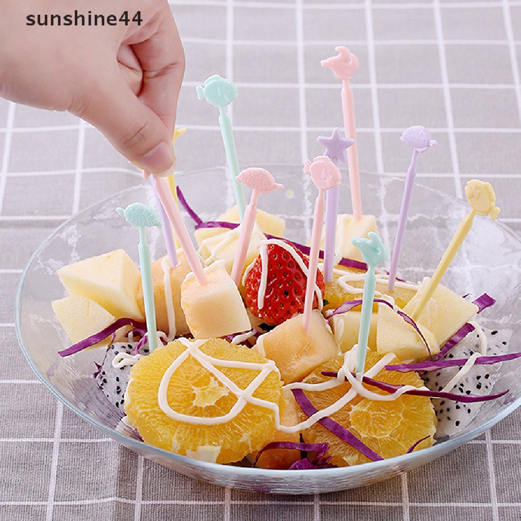 Sunshine 20pcs Garpu Buah / Dessert / Kue / Snack Mini Untuk Dekorasi Pesta Anak