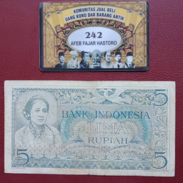 Uang kuno Indonesia Rp. 5 Seri Budaya thn 1952