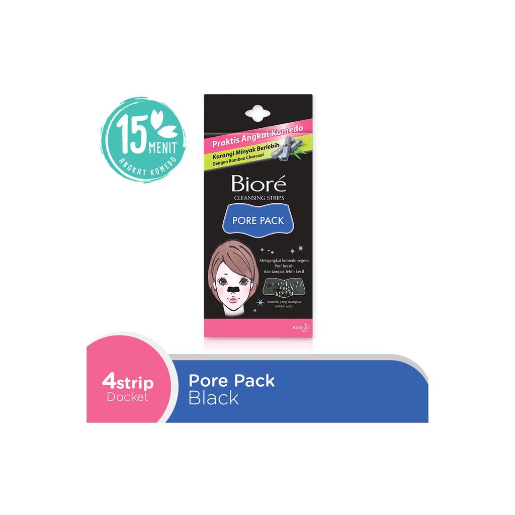 Kao Biore Pore Pack Cleansing Strips 4'S Black (Penghilang Komedo)