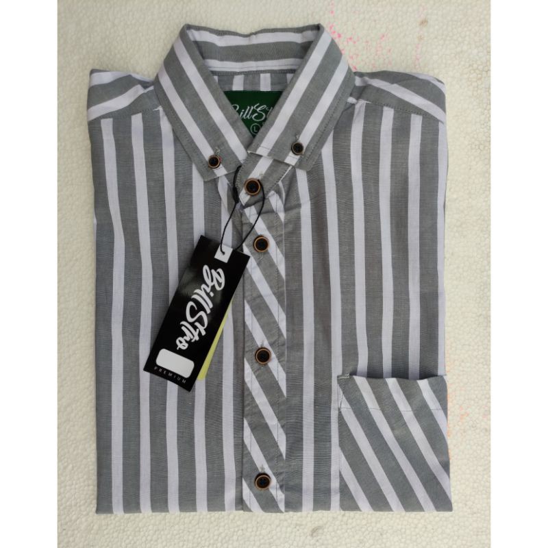 Kemeja Pria Lengan Pendek Motif Salur2 || Bill Boss