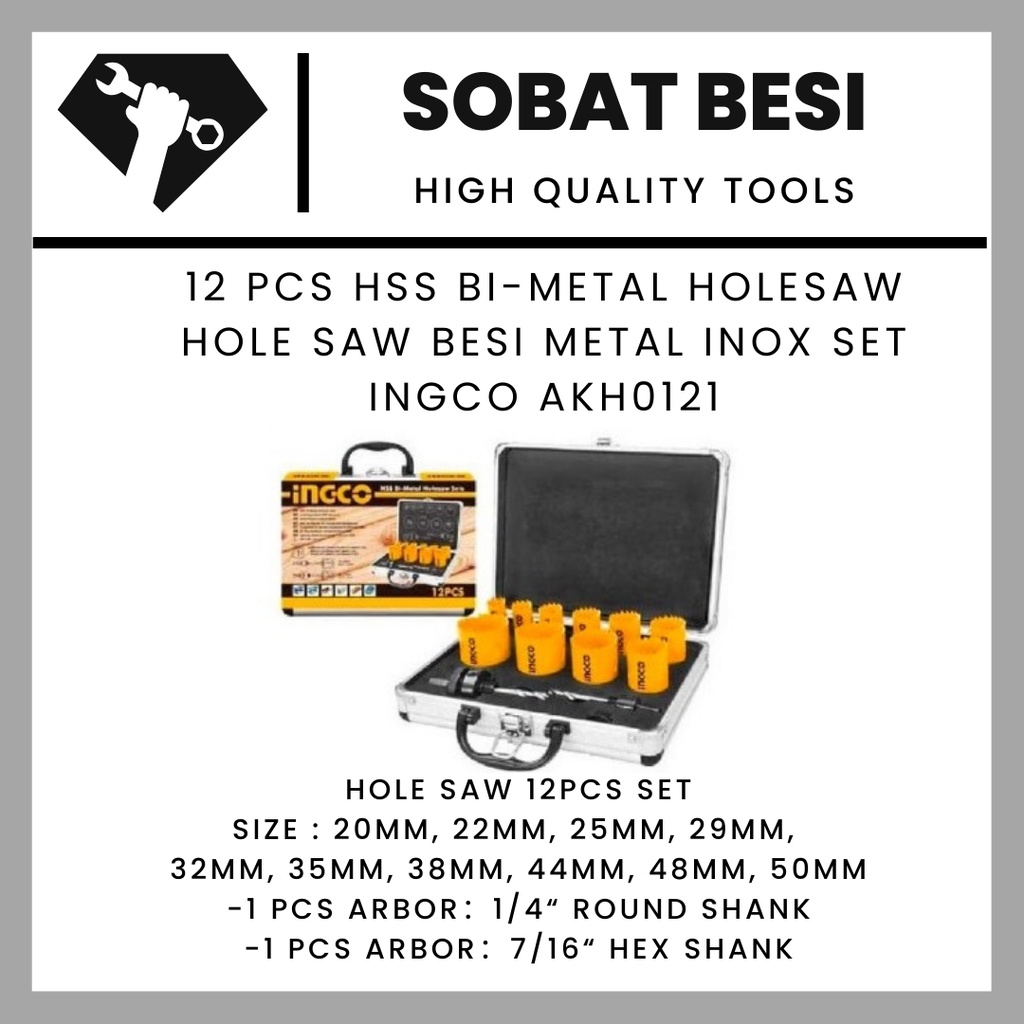 2PCS HSS BI-METAL HOLESAW/HOLE SAW BESI METAL INOX SET INGCO AKH0121