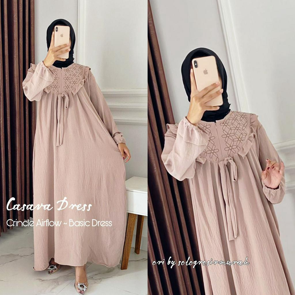 CASAVA DRESS CRINCLE AIRFLOW LD 110CM// GAMIS BORDIR BUSUI FRIENDLY