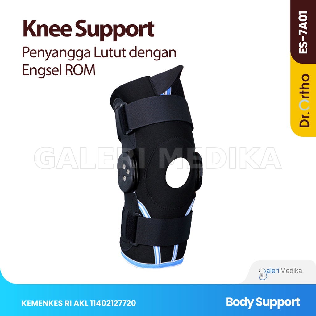 Dr. Ortho ES-7A01 Airmesh Knee Brace with ROM hinge - Support Penopang Lutut