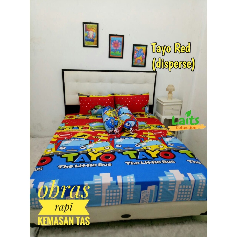 Ready Stok Sprei Anak Cowok I Sprei Gambar Mobil Robot Eskavator Transportasi Ukuran 160x200