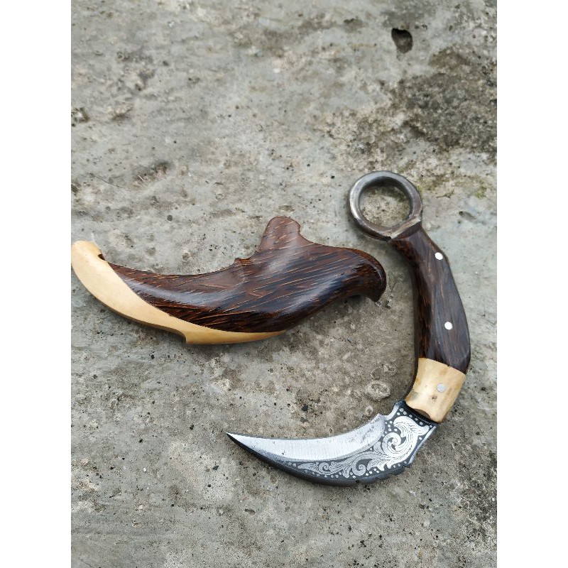 (barang koleksi)kerambit mini aren bilah pamor totol