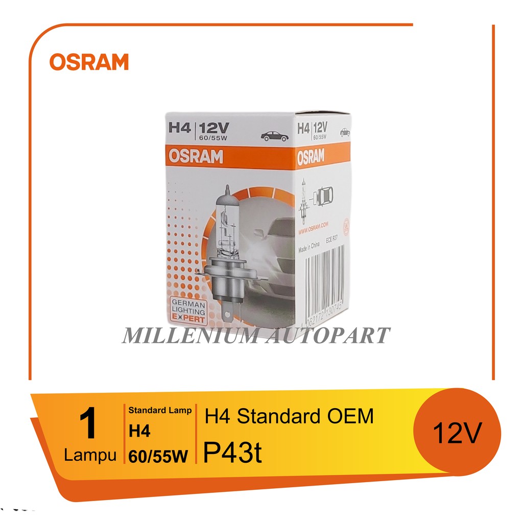 BOHLAM OSRAM LAMPU HEADLAMP MOBIL H4 60/55W 12V CAHAYA KUNING