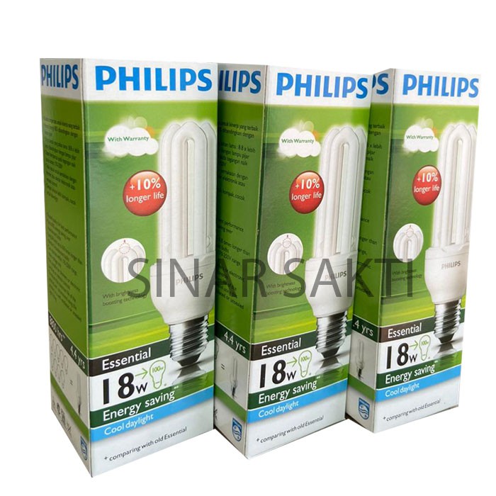 Philips Lampu Essential 18 Watt (Bundling 3 Pcs) CDL / WW E27 18w