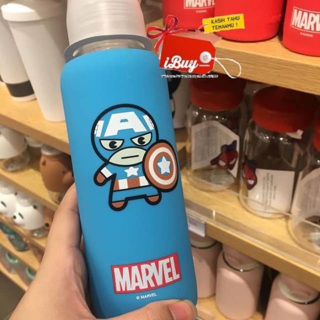 Miniso Captain America Botol Minum Rubber Case Soft Baby Skin Blue