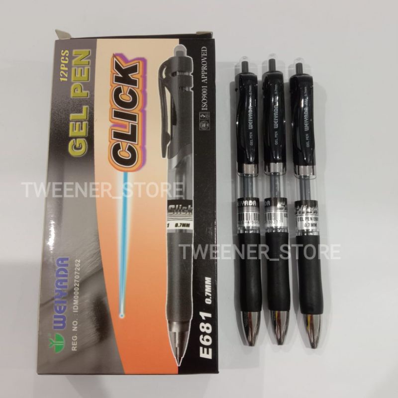 

Weiyada Gel Pen E681 Black Hitam 0.7mm | Ballpoint Bolpen Pulpen