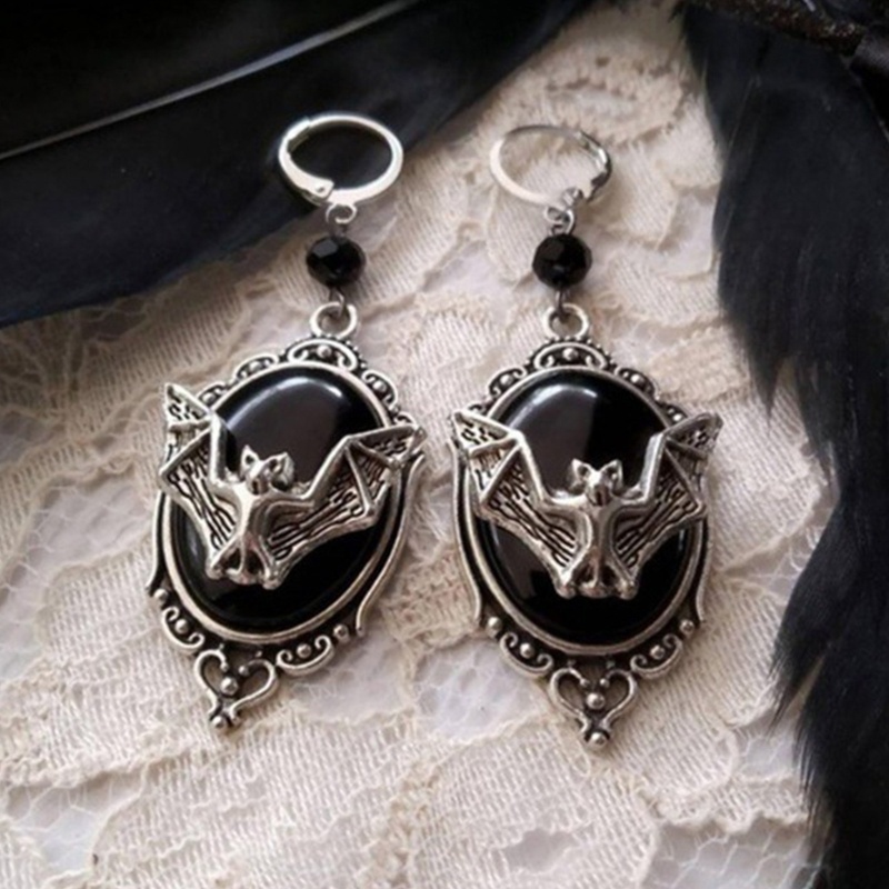 Zzz Set Anting Tusuk + Kalung Rantai Liontin Kelelawar Vampire Gothic Warna Silver Untuk Pria / Wanita