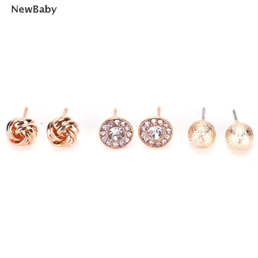 12 Pasang / Set Anting Stud Bentuk Hati Segitiga Aksen Mutiara Kristal Untuk Wanita