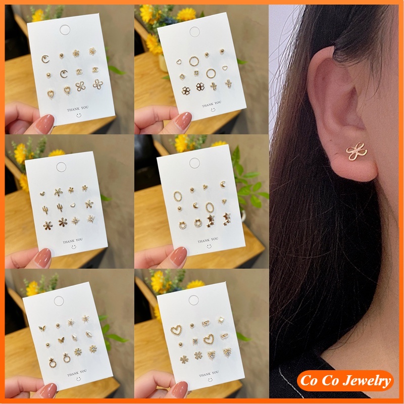 Anting Tusuk Sterling Silver 925 Desain Geometri Hias Berlian Gaya Simple Untuk Wanita