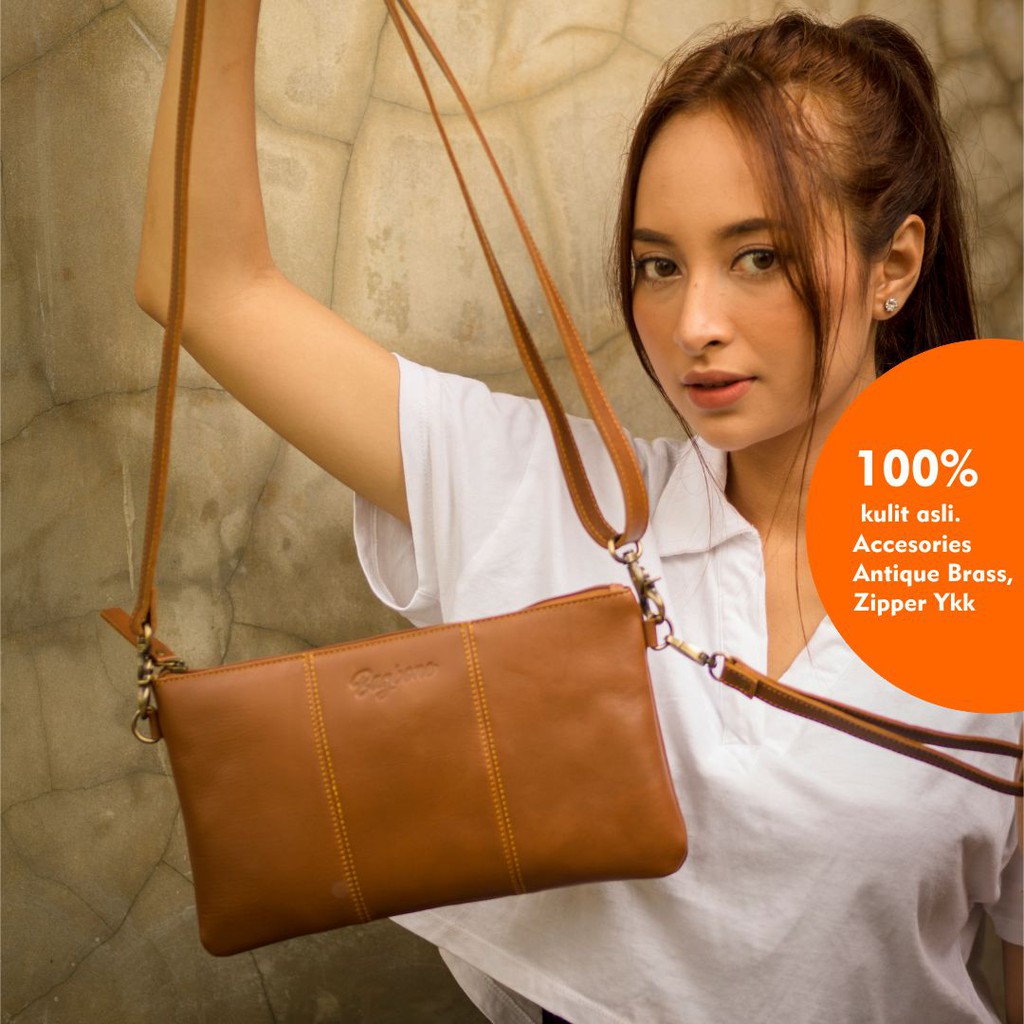 Bagbone Leather KIORA TALI PANJANG Clucth Wanita Kulit Asli Sapi Fullgrain | Pouch Wanita Tali Panja