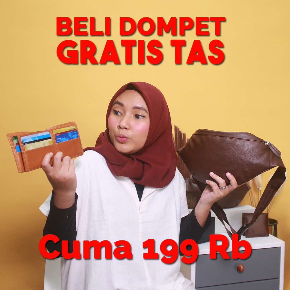 PROMO DOMPET GILBY D006 GRATIS TAS WAISTBAG PU KEREN