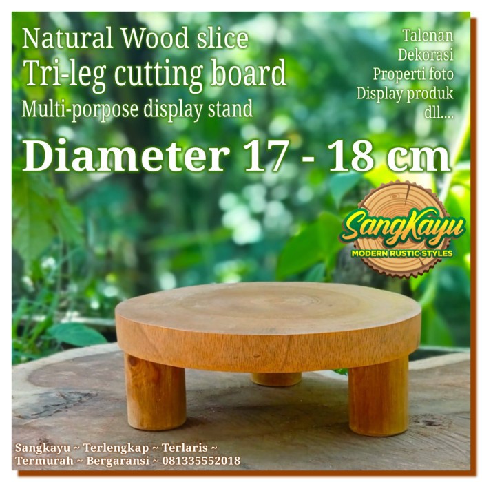 Talenan kayu talenan kaki tiga 17-18 cm display produk properti foto
