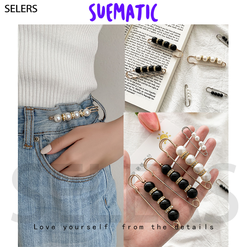 Suematic Ikat Pinggang Elastis Adjust Aksen Mutiara Imitasi Untuk Aksesoris Wanita