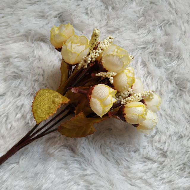 Bunga artificial bunga kuncup BK004, bunga dekorasi / bunga plastik-Putih kekuningan