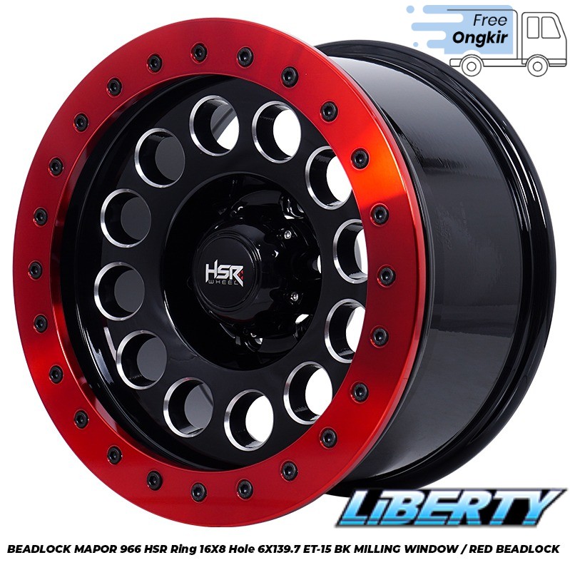 Velg Original Hsr BEADLOCK MAPOR R16X8 Pcd 6X139,7 ET-15 BMW/RED