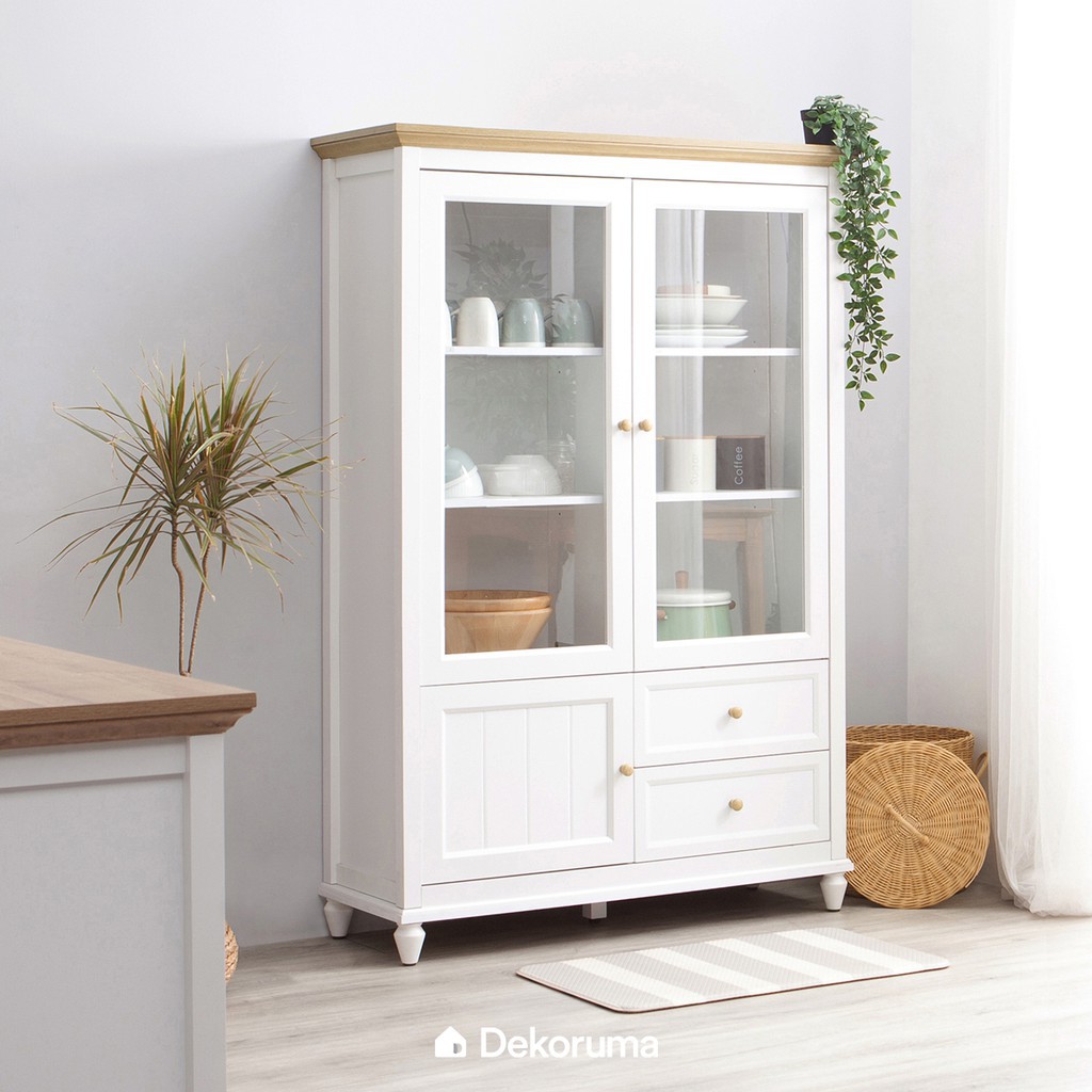 Super Promo Dekoruma Kanou Lemari Kabinet Dapur 2 Pintu Kaca High Kitchen Buffet Cabinet 2 Laci Shopee Indonesia
