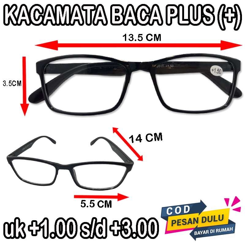 BARU Kacamata Plus +1.00 s/d+3.00 Korean Style untuk Pria Wanita Kaca mata Baca Kaca mata plus (+) Reading Glasses Unisex Kacamata Fashion