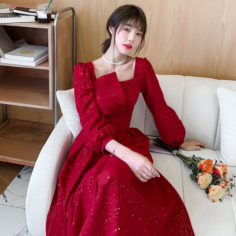 Toast dress bride 2023 new autumn small wedding engagement dress