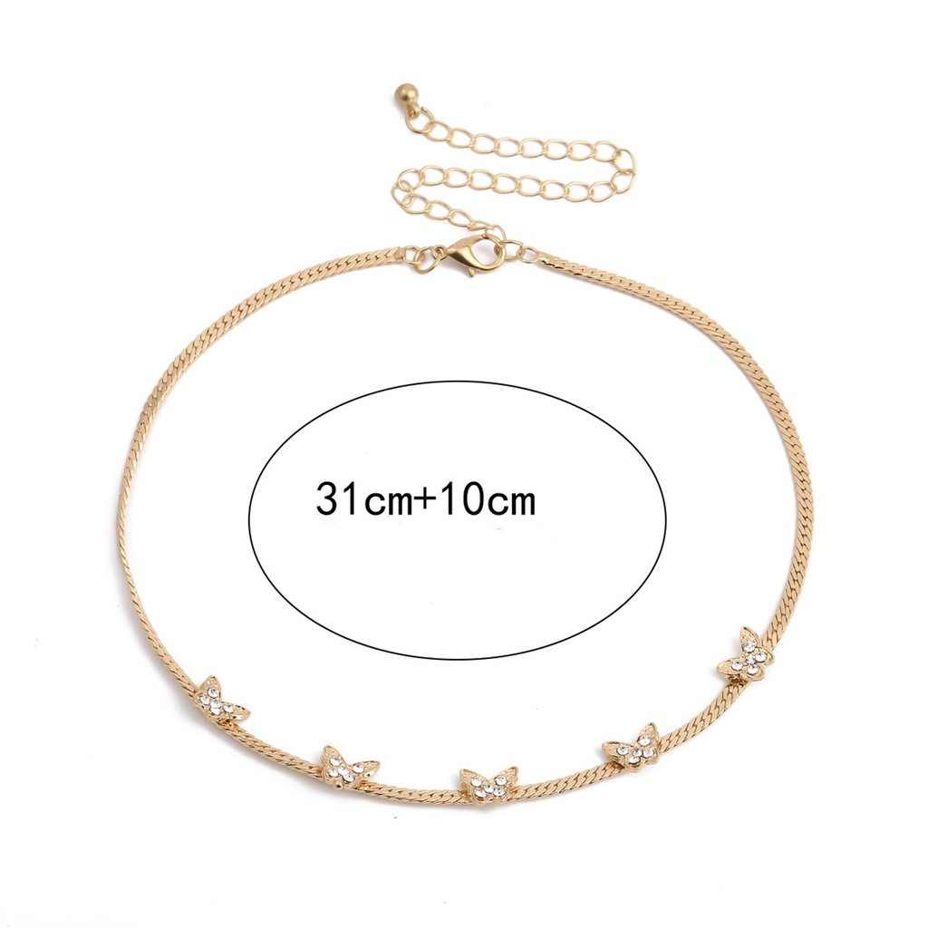 Hu Hu Hu Hu Hu Alat Bantu Pasang Kacamata♡ Kalung Choker Liontin Kupu-Kupu Hias Berlian Imitasi Warna Polos Untuk Wanita