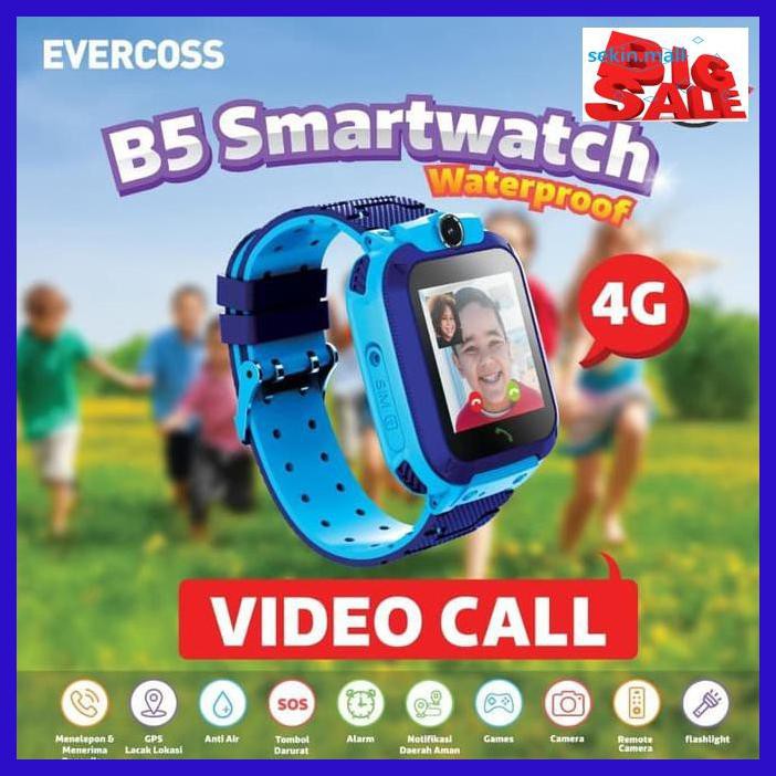 D6Dg5T7- Jam Tangan Anak Smartwatch Kids Evercoss B5 Video Call Resmi - Merah Muda T80Yk675-