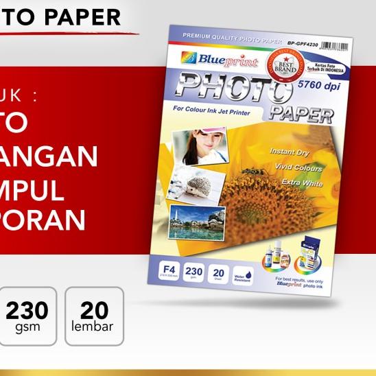 

✶ Kertas Foto / Kertas Glossy / Glossy Paper BLUEPRINT F4 230 gsm ۞