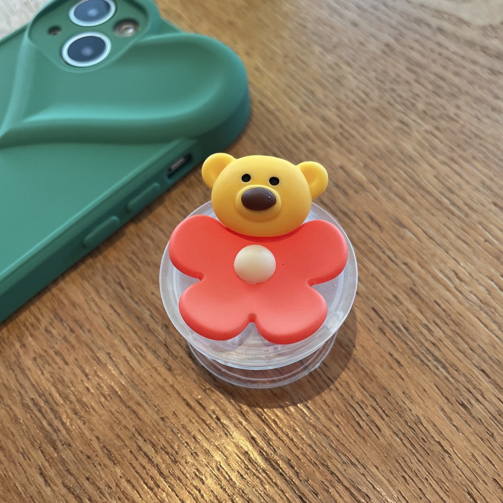 Braket Ring Holder Handphone Motif Bunga / Beruang Lucu