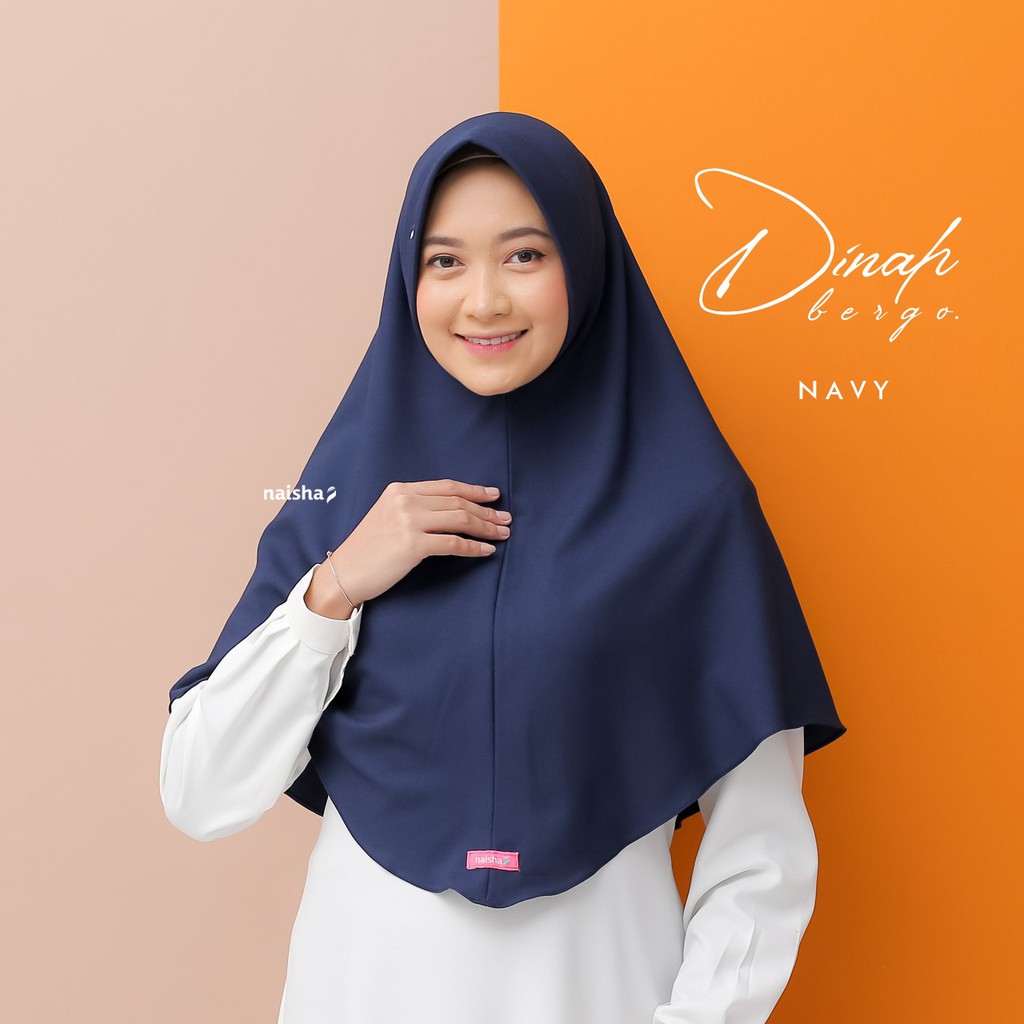 Naisha Official Dinah Bergo Pad Jilbab Instan Muslimah Syari-Navy