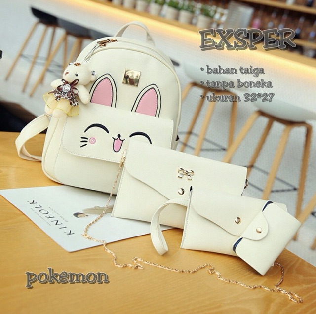 Bacpack pokemon / backpack 4in1 / backpack anak / backpack murah / ransel murah / ransel wanita