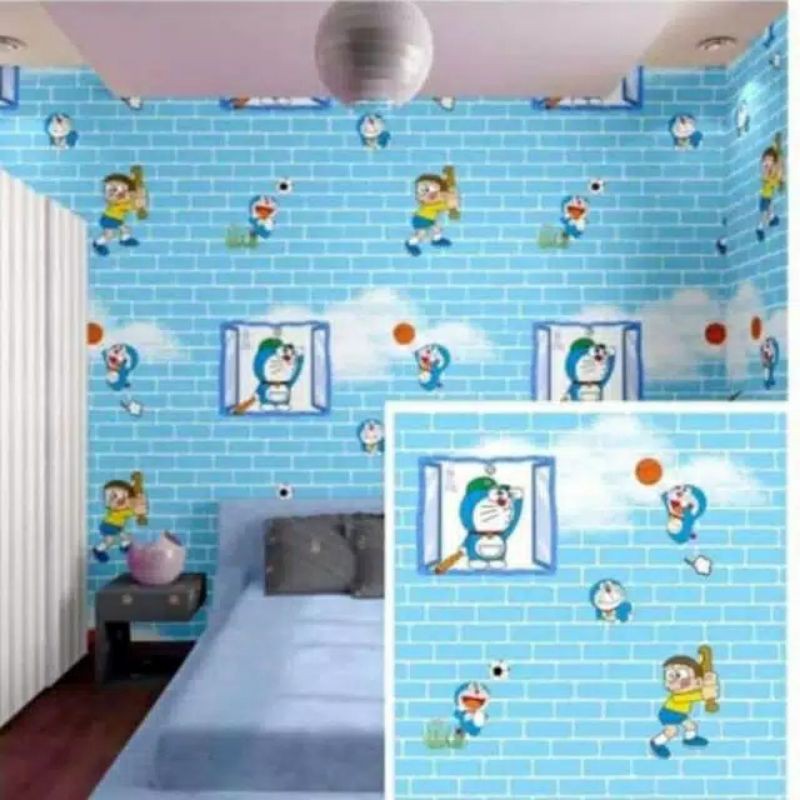 Wallpaper Dinding Motif Doraemon Nobita Panjang 10M Lebar 45Cm