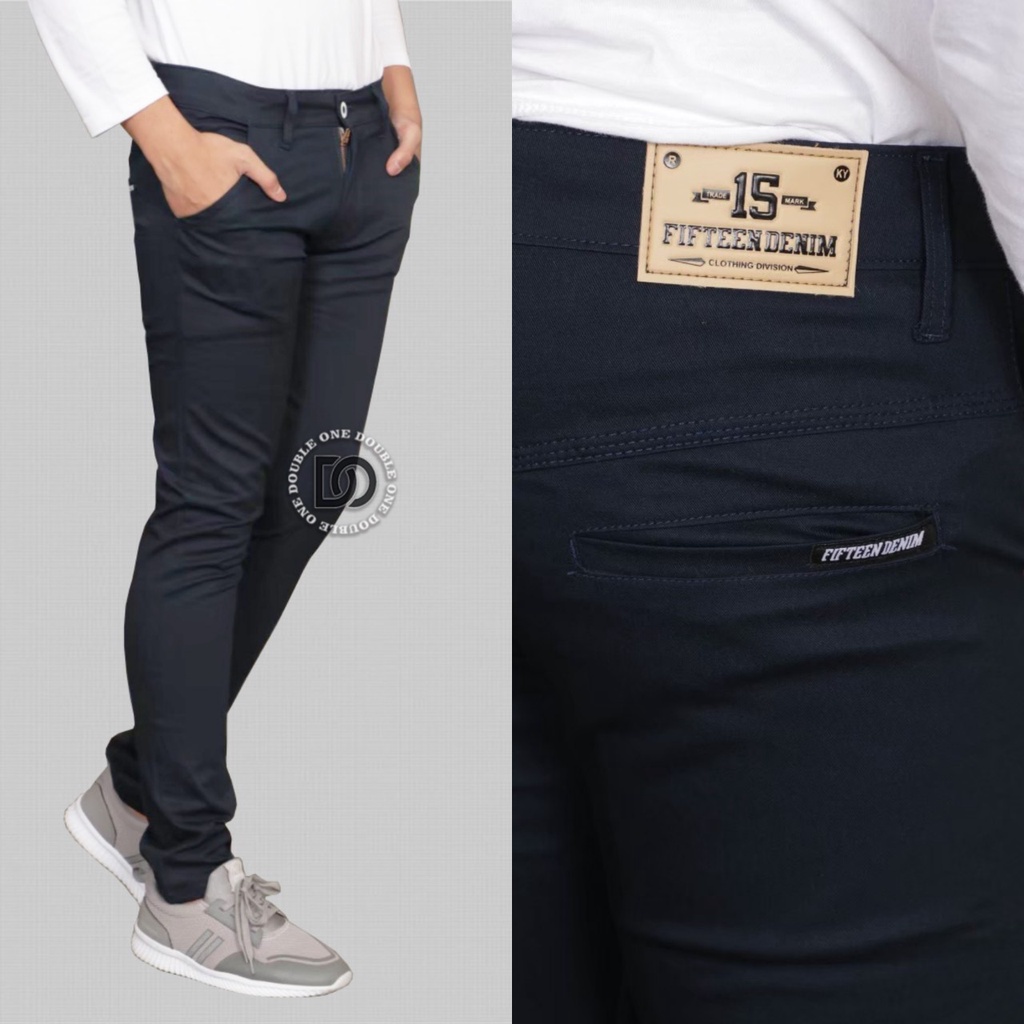 Celana Chino Pria Panjang Slim Fit Original FIFTEEN DENIM