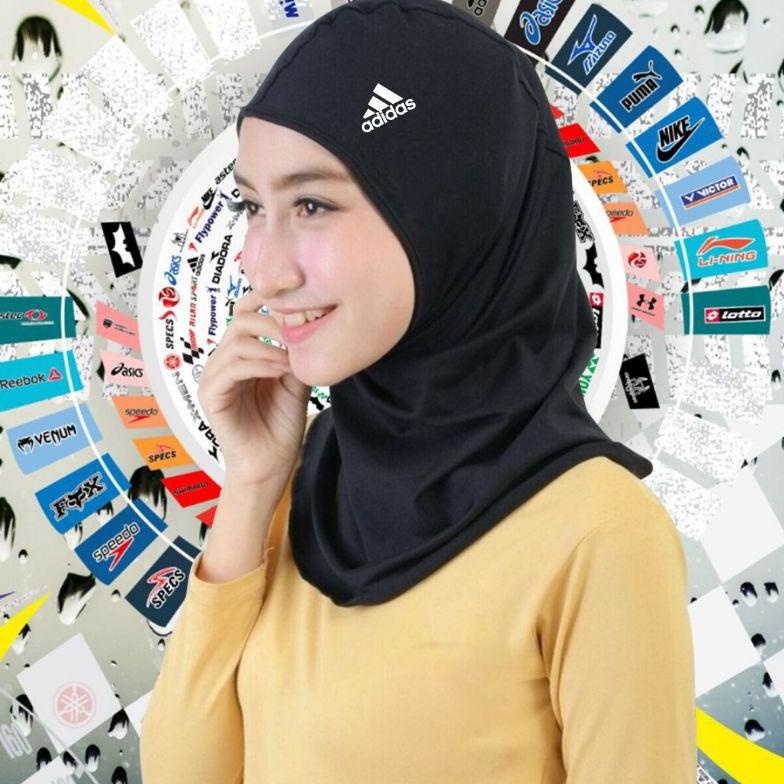 (PROMO CQ938) Hijab renang murah kerudung hitam polos murah jilbab sport murah topi renang anak musl