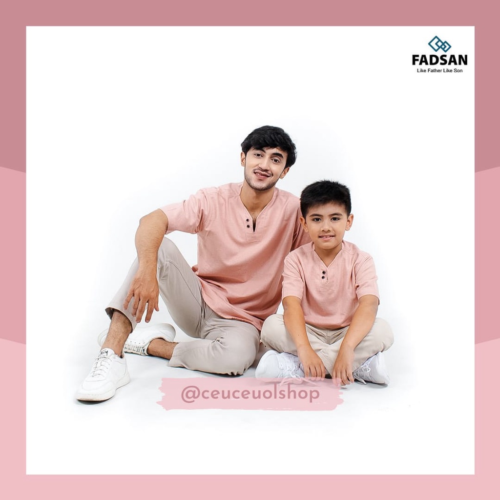 BAJU KOKO BAGUS COUPLE AYAH DAN ANAK WARNA PASTEL KOKO ANAK DEWASA DUSTY PINK