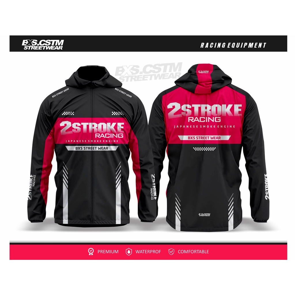 JAKET 2STROKE RACING JACKET WATERPROOF TASLAN PARASUT ORIGINAL BXS CUSTOM
