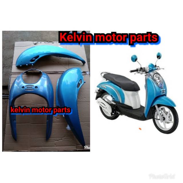 Cover Bodi Belakang Plus Tameng Depan Scoopy Karbu Warna Biru Telor Asin Shopee Indonesia