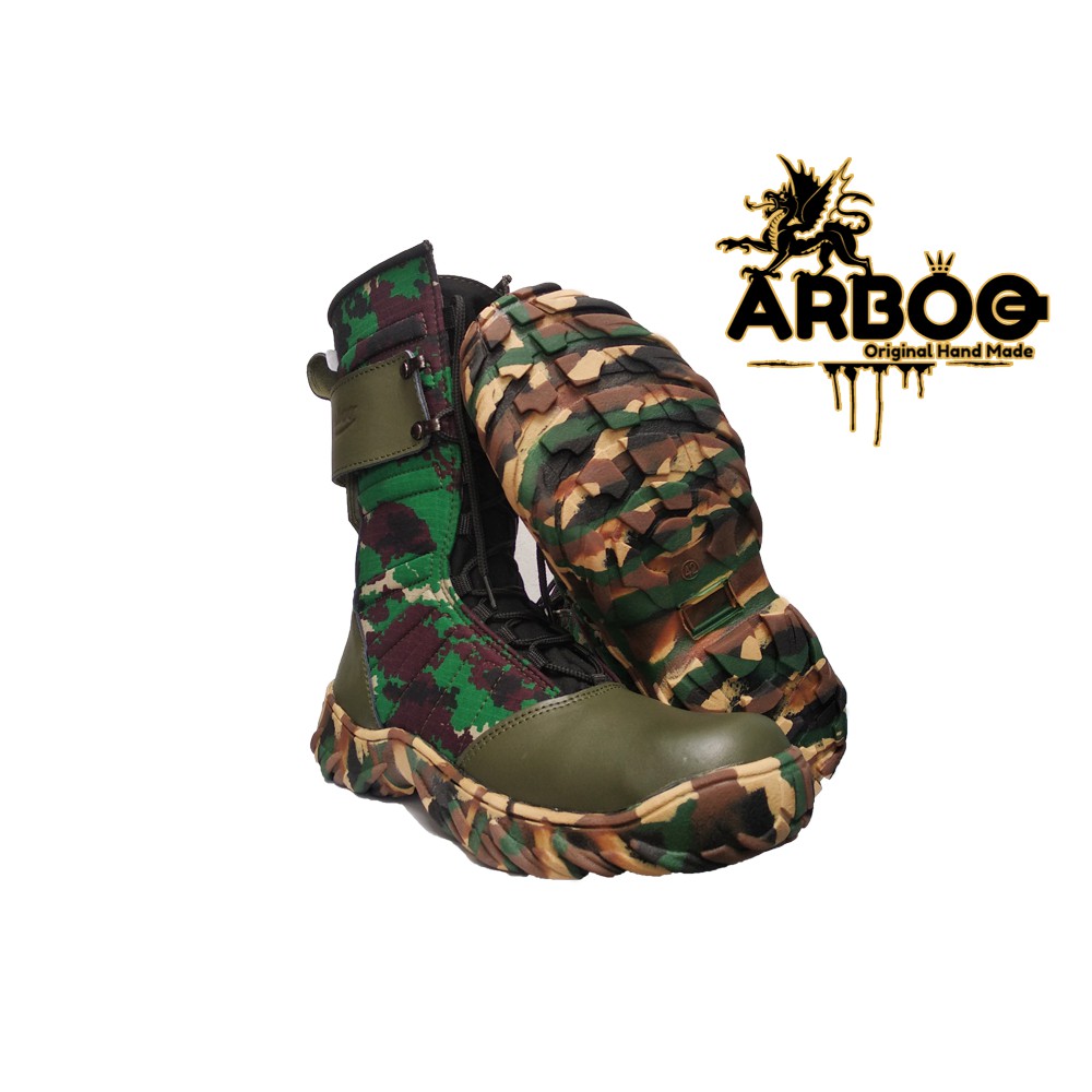 promo sepatu arboo safety boot pdl titan loreng hijau tni kuat ringan dan nyaman original arboo
