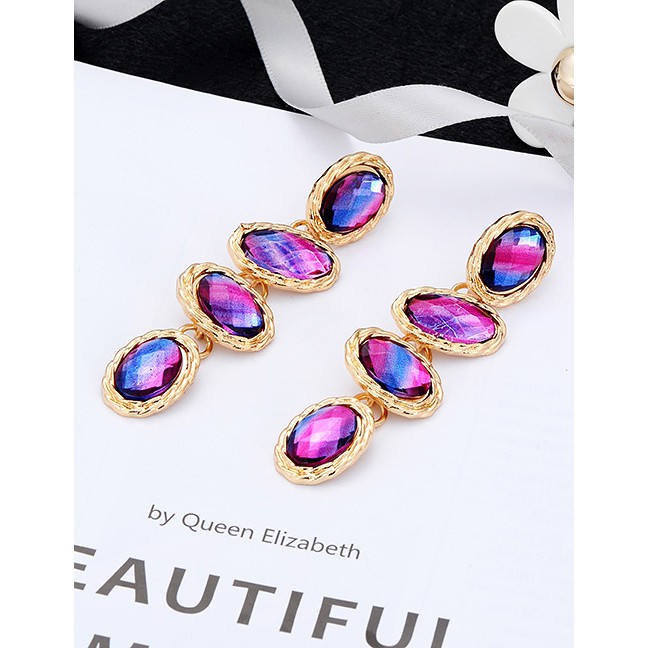 LRC Anting Tusuk Fashion Oval Shape Decorated Earrings E86043