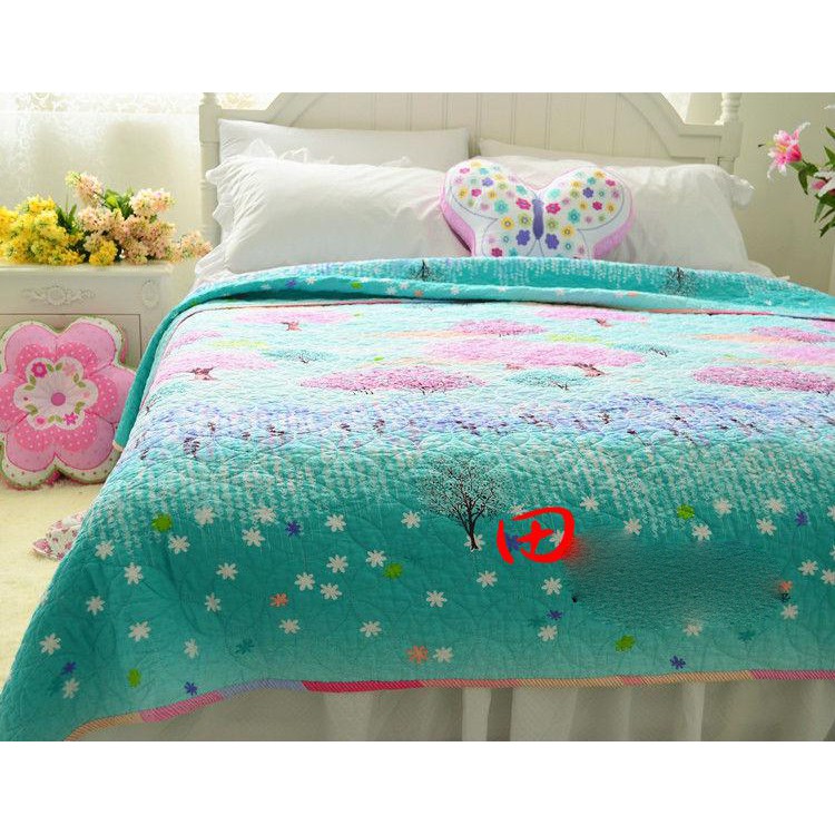 Bed Cover Cotton Quilt / Bed Cover Selimut Motif Pohon