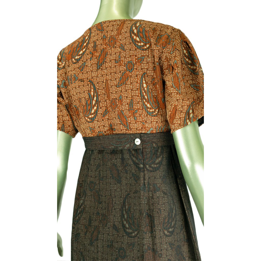 DRESS BATIK LAWASAN TINDIS BENANG EMAS BAJU TERUSAN WANITA SHORT SLEEVE