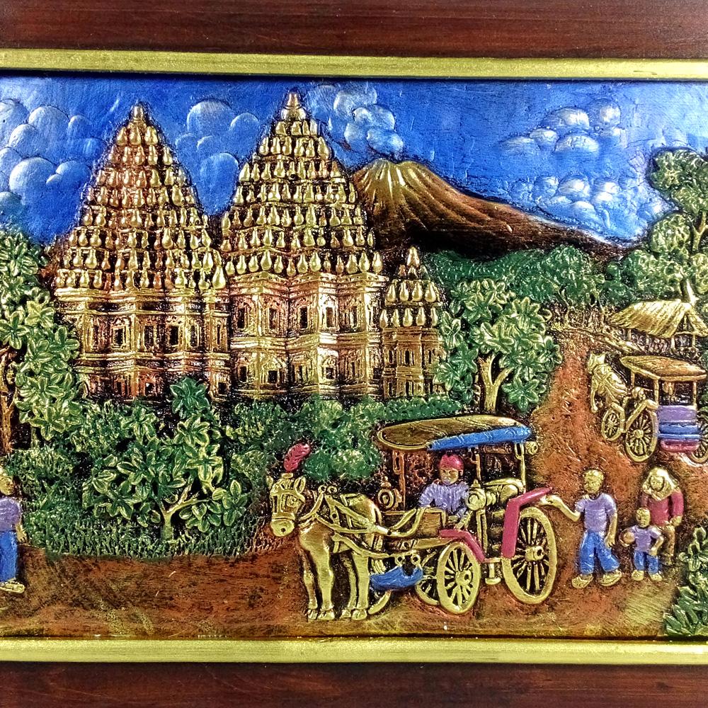 Lukisan Relief / Lukisan 3D/Lukisan Timbul Candi Prambanan 42x32cm