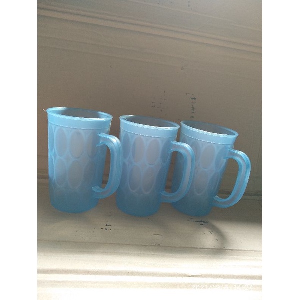 3 Pcs Gelas plastik gagang warna/mug plastik warna murah meriah