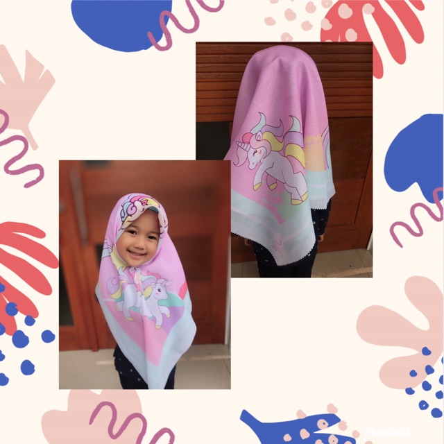 VOAL PRINTING ANAK MOTIF KUDAPONY , HIJAB ANAK , HIJAB KARAKTER LUCU , JILBAB ANAK , KERUDUNG ANAK