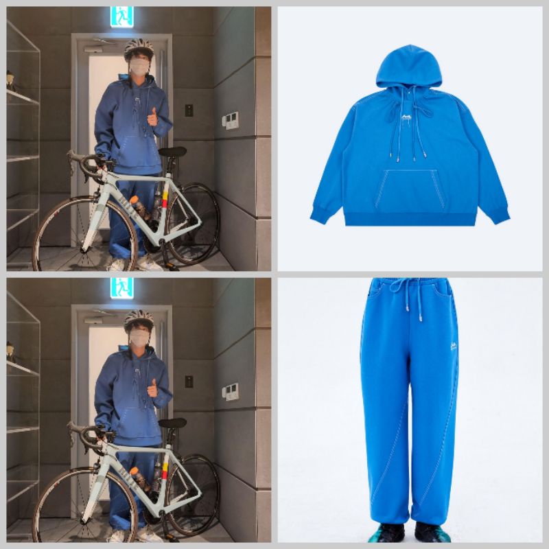 OFFICIAL ADER BTS KIM SEOK JIN OUTFIT HOODIE SWEATSHIRT SWEATPANTS BAJU CELANA