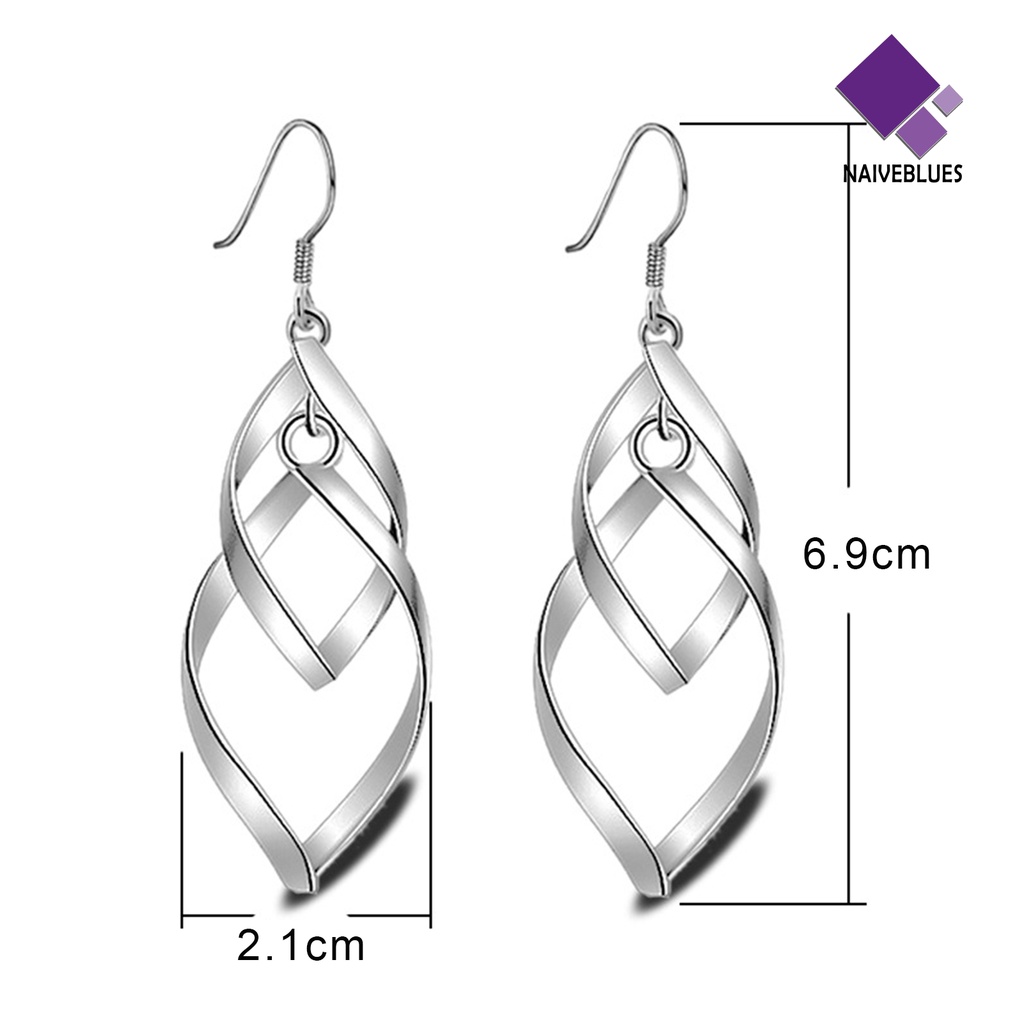 Anting Kait Silver Plated Bentuk Spiral Untuk Wanita