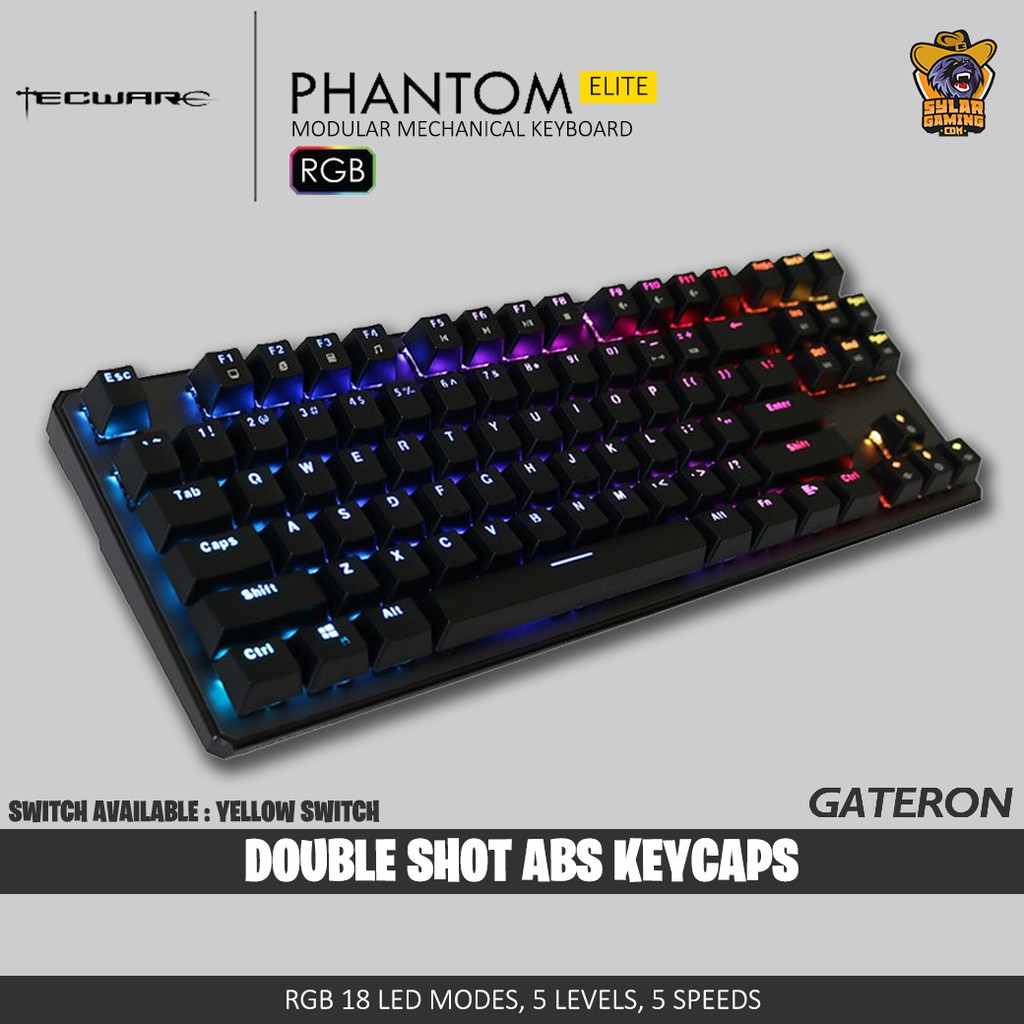 Tecware Phantom Elite P87 TKL Mechanical Keyboard Hitam 87 Key Outemu Switch