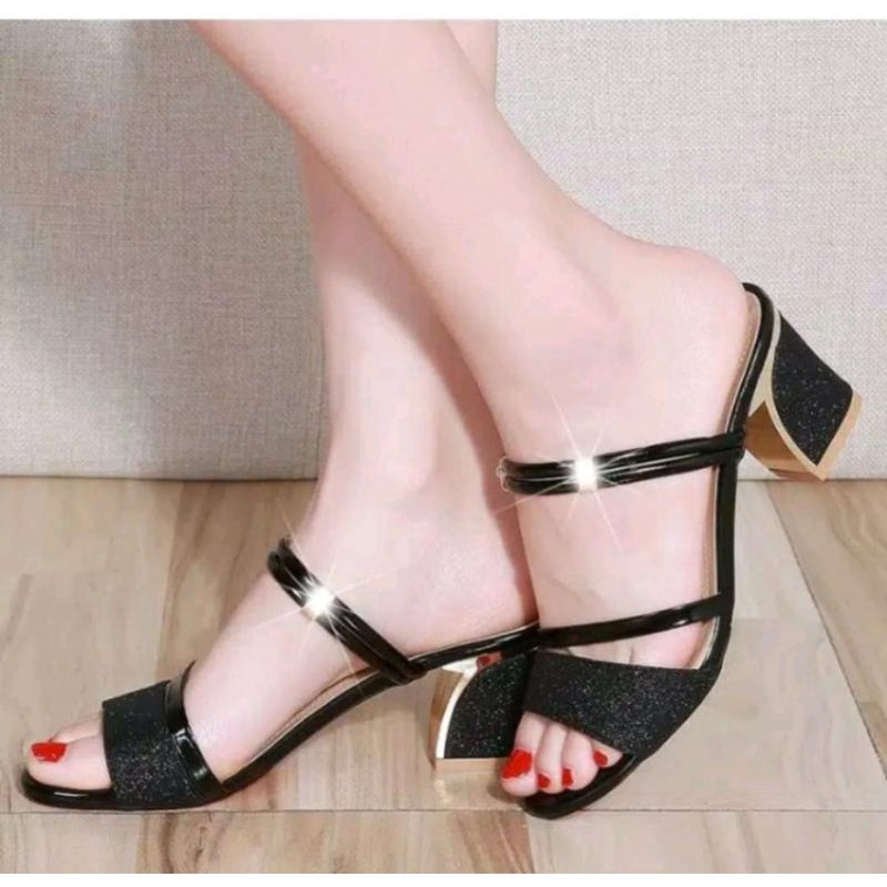 Sandal heels wanita terbaru sandal hak tahu sandal hak kaca sandal jelly Andin terbaru 2021